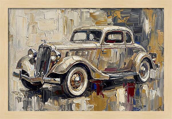 Classic Car In Palette Knife Style