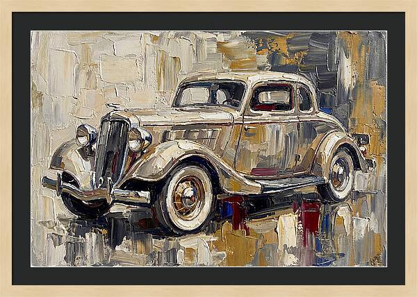 Classic Car In Palette Knife Style