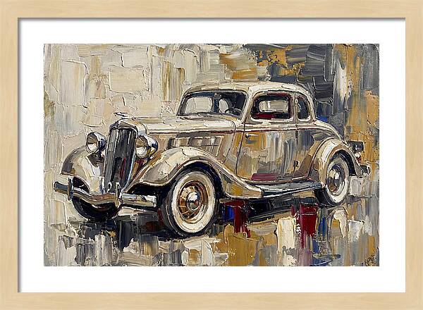 Classic Car In Palette Knife Style