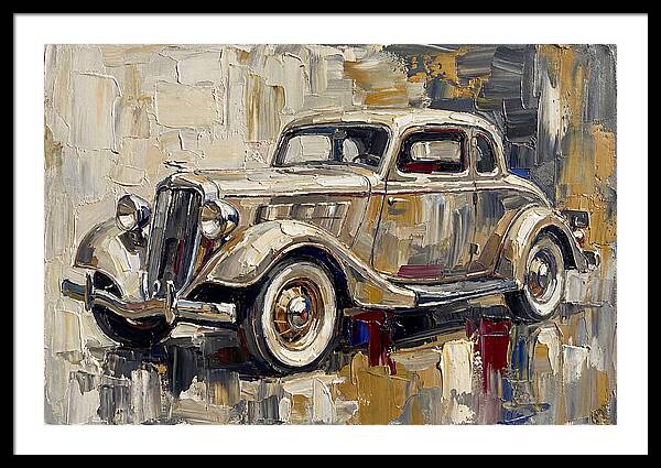 Classic Car In Palette Knife Style
