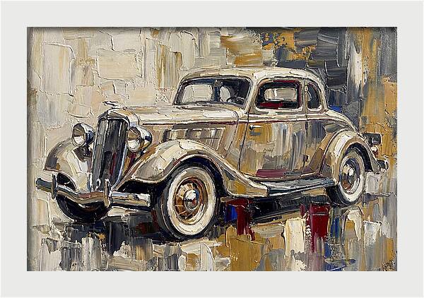 Classic Car In Palette Knife Style