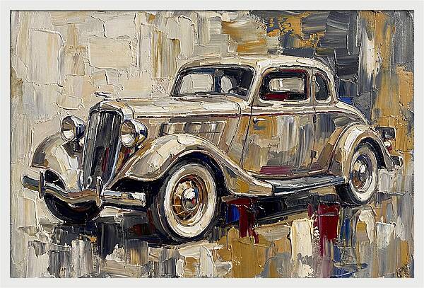 Classic Car In Palette Knife Style