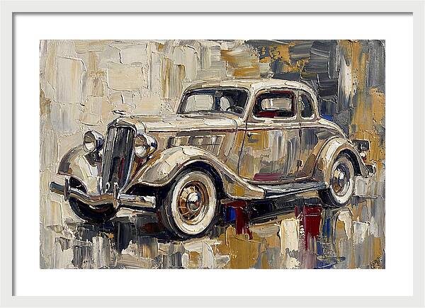 Classic Car In Palette Knife Style