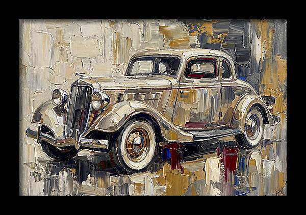 Classic Car In Palette Knife Style