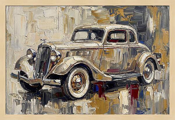 Classic Car In Palette Knife Style