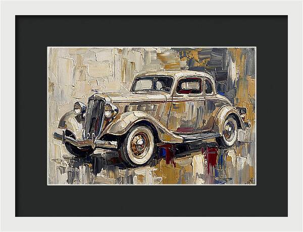 Classic Car In Palette Knife Style