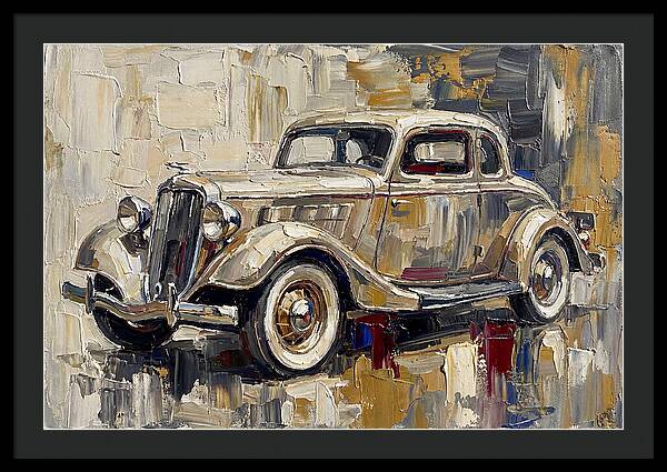 Classic Car In Palette Knife Style
