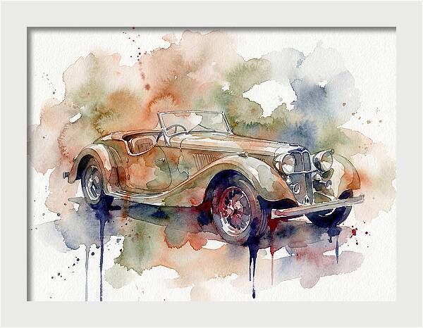 Classic Car Watercolor Elegance