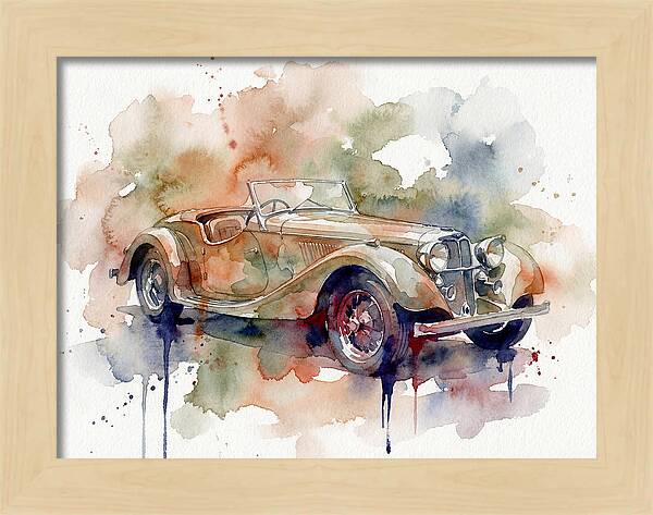 Classic Car Watercolor Elegance