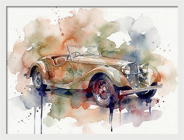 Classic Car Watercolor Elegance
