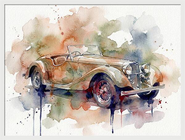 Classic Car Watercolor Elegance