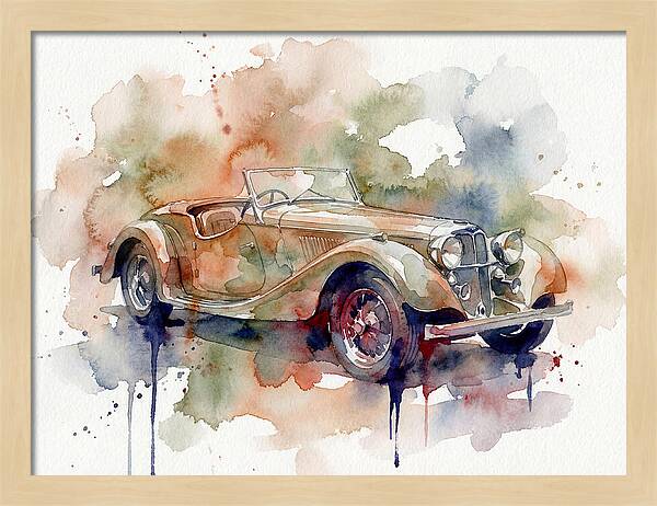 Classic Car Watercolor Elegance