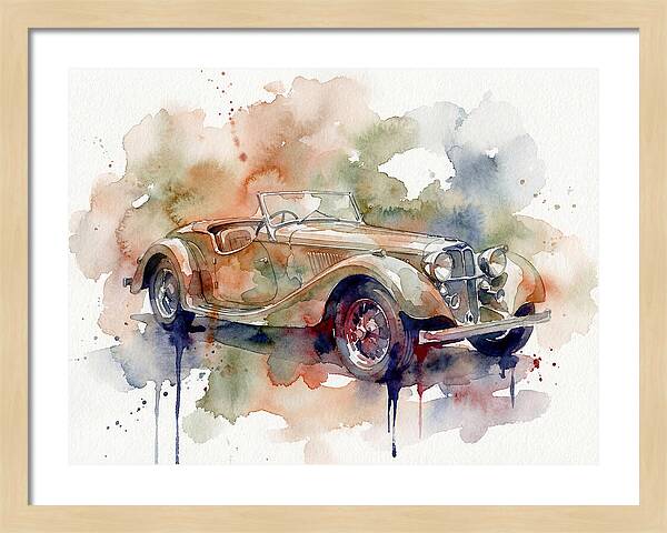 Classic Car Watercolor Elegance