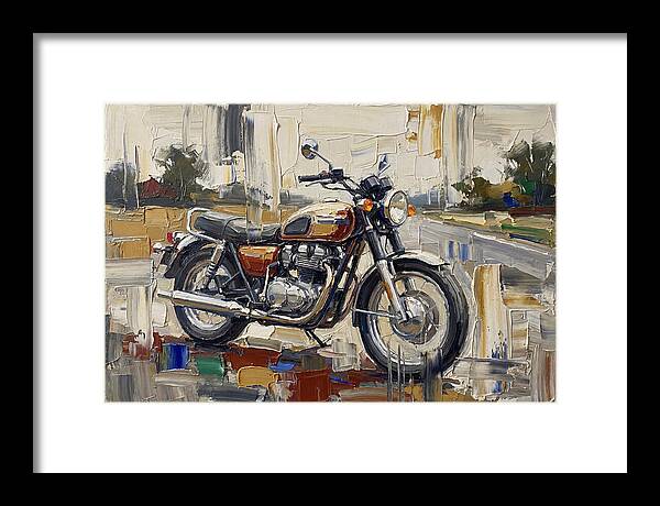 Classic Motorcycle In Palette Knife Style