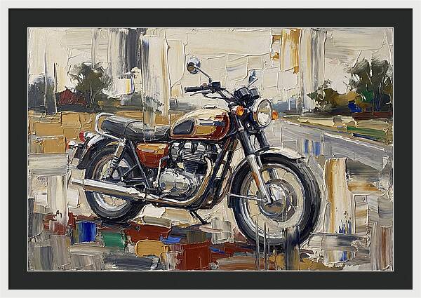 Classic Motorcycle In Palette Knife Style