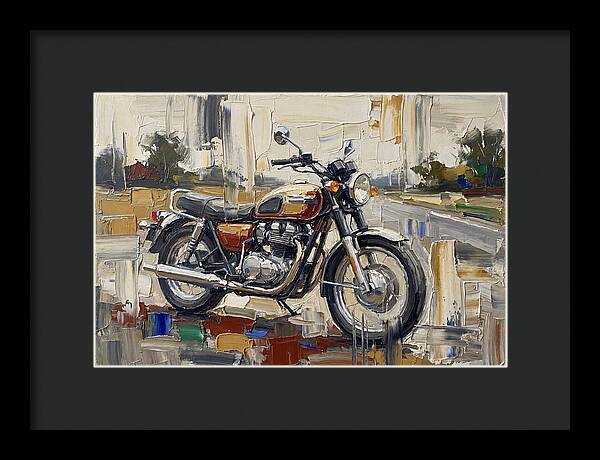 Classic Motorcycle In Palette Knife Style