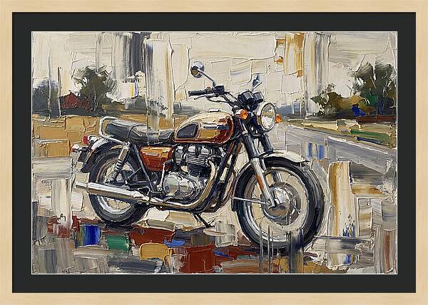 Classic Motorcycle In Palette Knife Style
