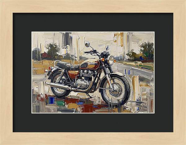 Classic Motorcycle In Palette Knife Style