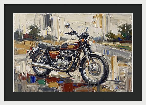 Classic Motorcycle In Palette Knife Style
