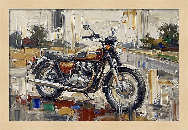 Classic Motorcycle In Palette Knife Style