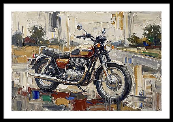 Classic Motorcycle In Palette Knife Style