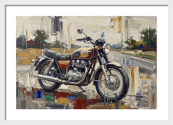 Classic Motorcycle In Palette Knife Style