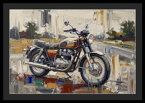 Classic Motorcycle In Palette Knife Style