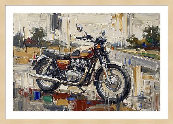 Classic Motorcycle In Palette Knife Style
