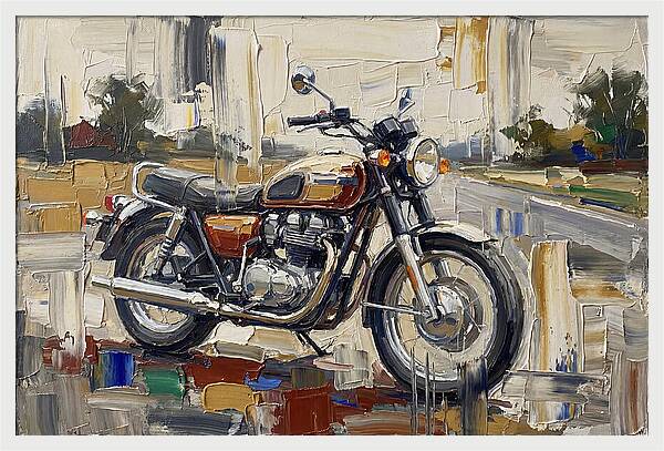 Classic Motorcycle In Palette Knife Style