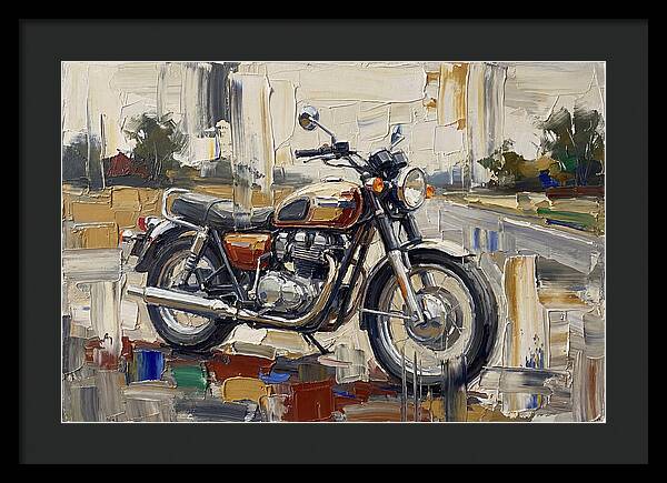 Classic Motorcycle In Palette Knife Style