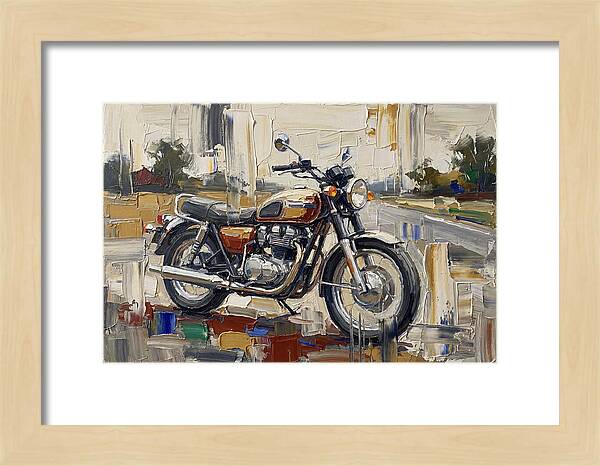 Classic Motorcycle In Palette Knife Style