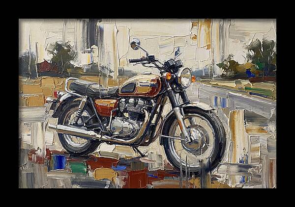 Classic Motorcycle In Palette Knife Style