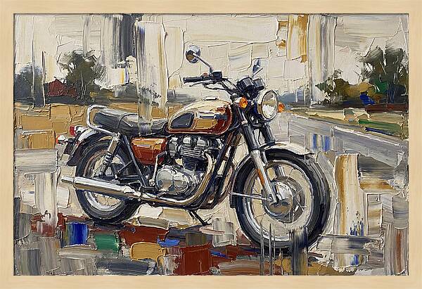 Classic Motorcycle In Palette Knife Style