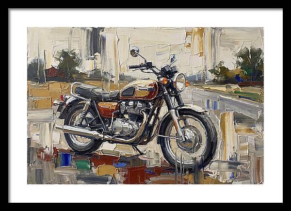 Classic Motorcycle In Palette Knife Style