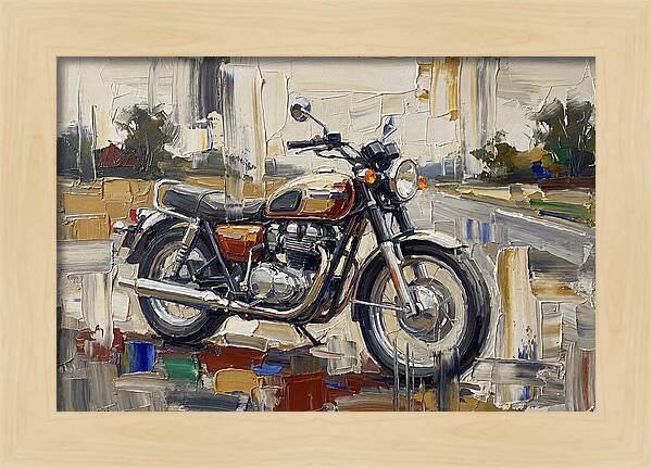 Classic Motorcycle In Palette Knife Style