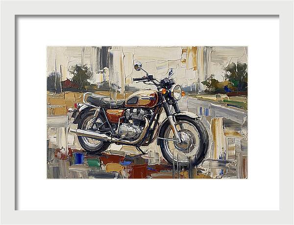 Classic Motorcycle In Palette Knife Style