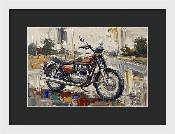 Classic Motorcycle In Palette Knife Style