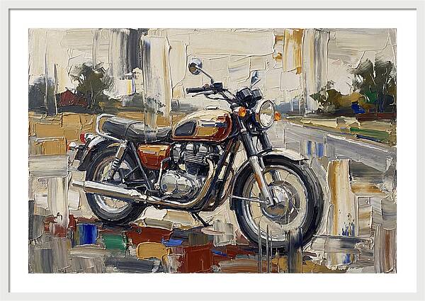 Classic Motorcycle In Palette Knife Style