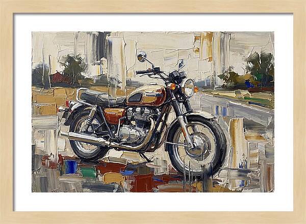 Classic Motorcycle In Palette Knife Style