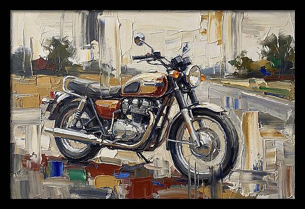Classic Motorcycle In Palette Knife Style