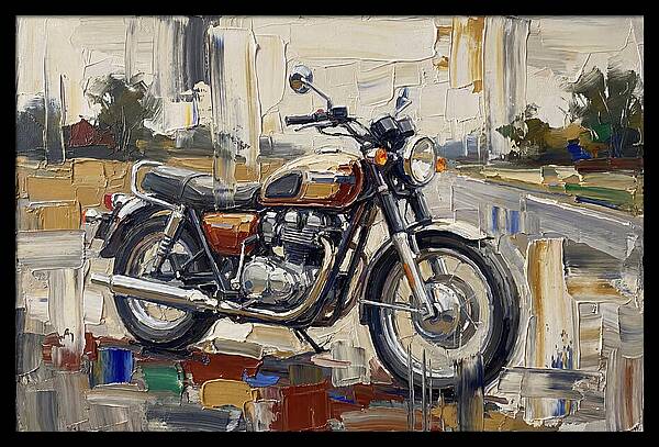 Classic Motorcycle In Palette Knife Style
