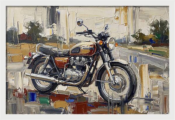 Classic Motorcycle In Palette Knife Style