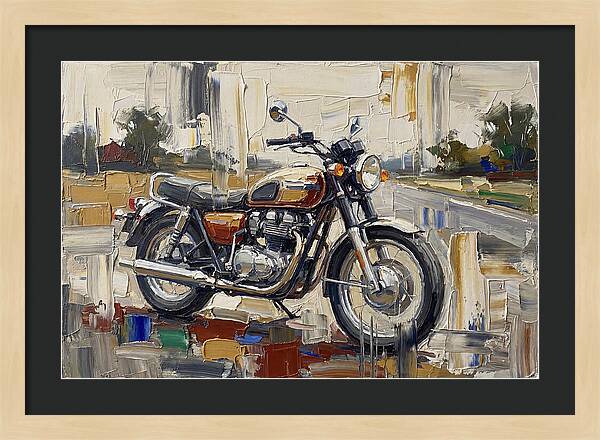 Classic Motorcycle In Palette Knife Style