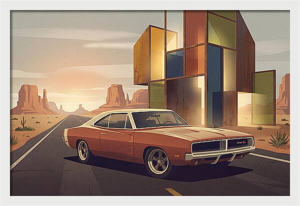 Classic Muscle Car In The Desert