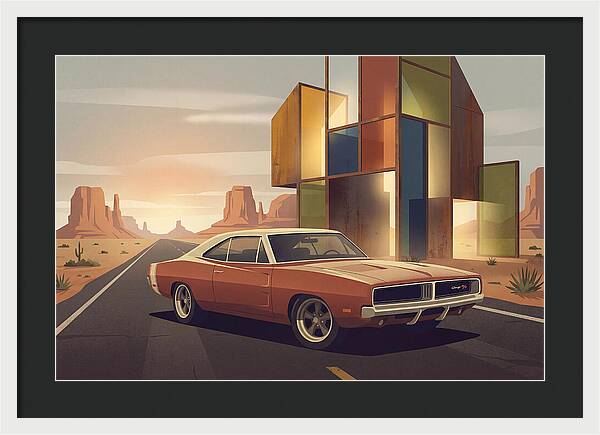 Classic Muscle Car In The Desert