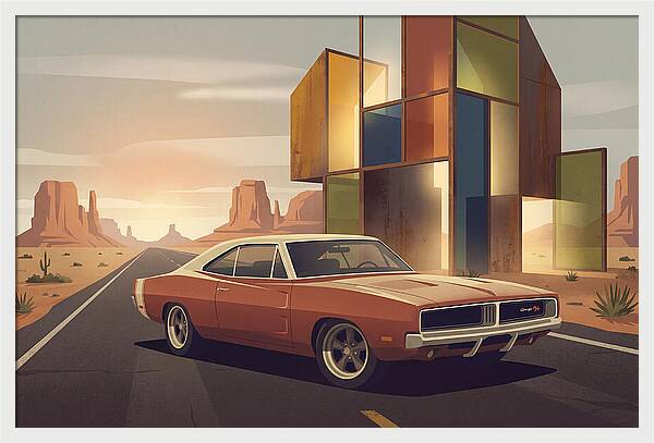 Classic Muscle Car In The Desert