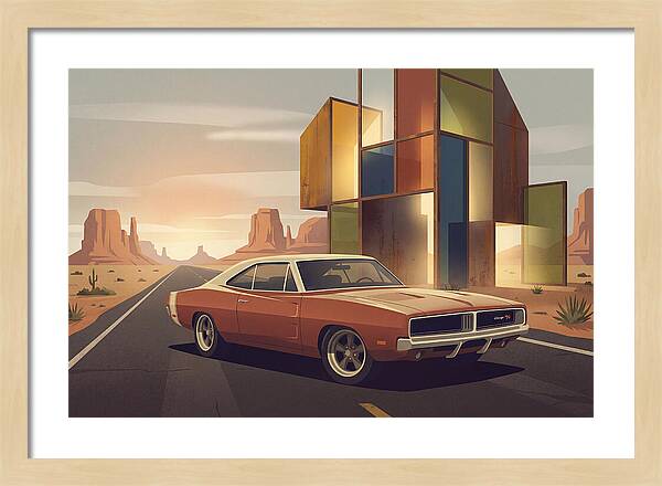 Classic Muscle Car In The Desert