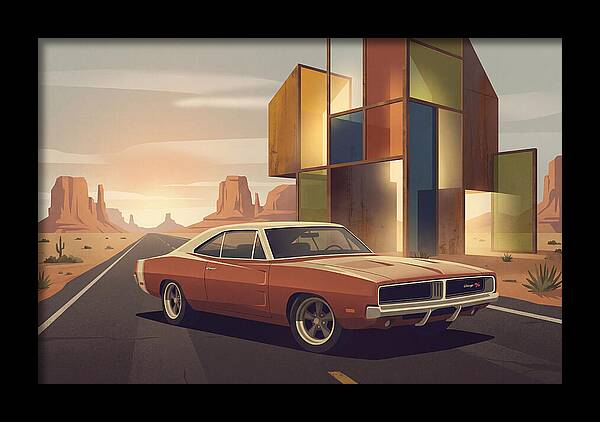 Classic Muscle Car In The Desert