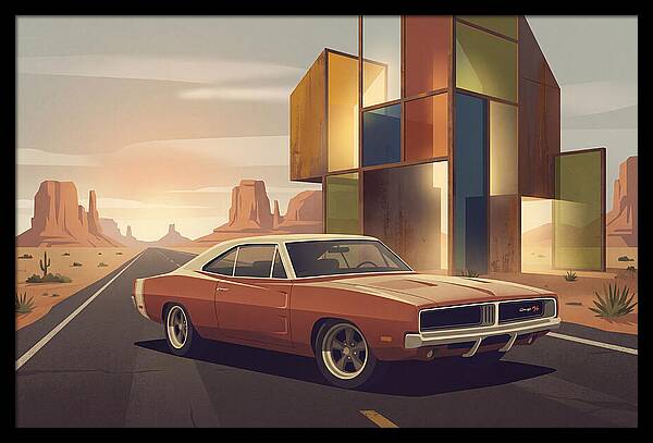 Classic Muscle Car In The Desert