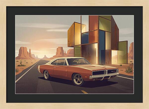 Classic Muscle Car In The Desert
